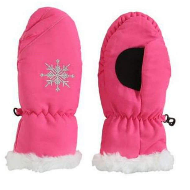 Aquarius - Girls Pink Faux Fur Trim Snow & Ski Mittens Fleece ...