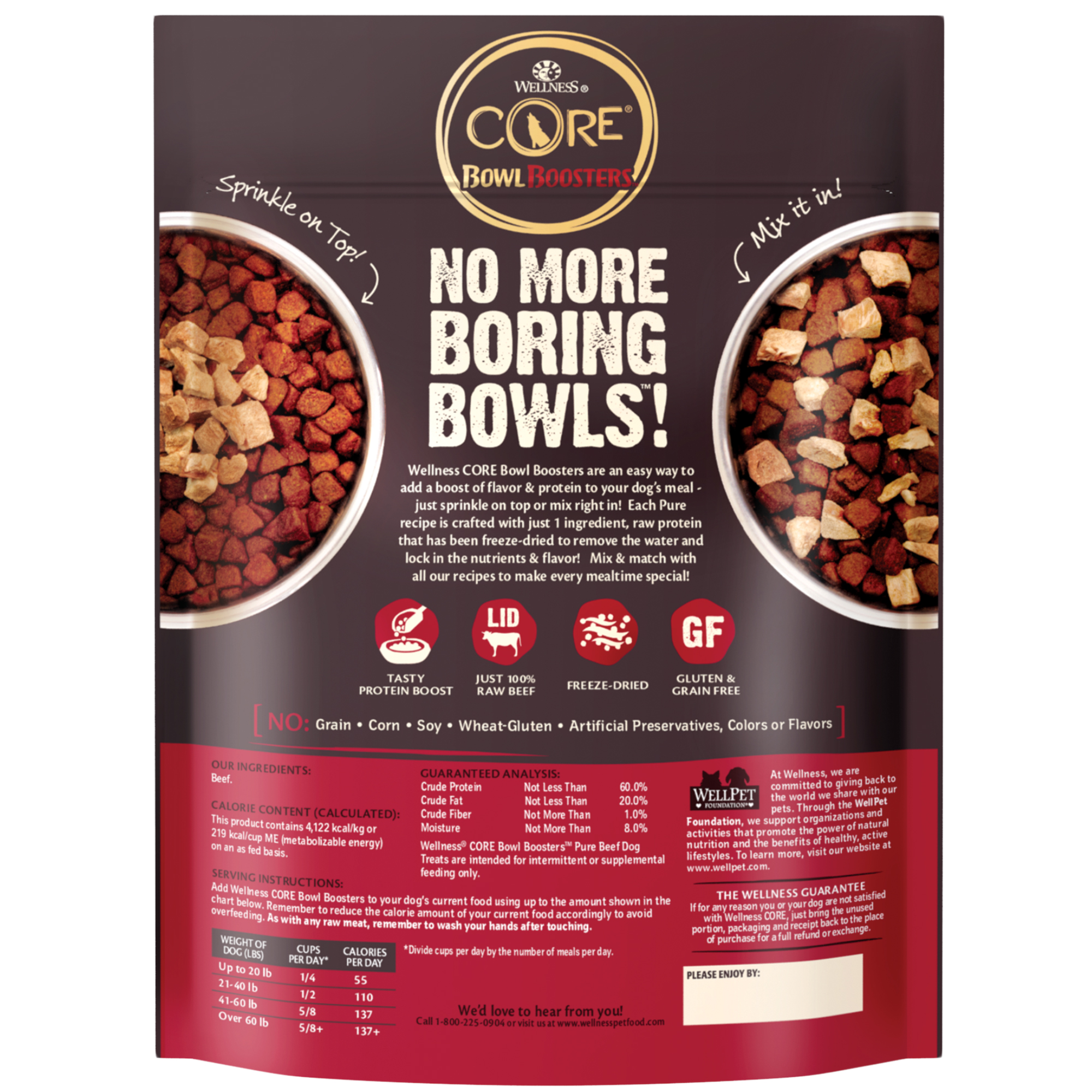 Wellness CORE Natural Bowl Boosters Bare Dog Food Mixer or Topper, Freeze Dried Beef, 4-Ounce Bag - image 4 of 8