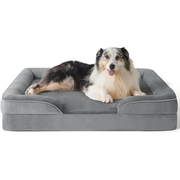 Cama para Perro OGAGU Gris Extra Grande Transpirable e Impermeable con Soporte para Cabeza y Funda L