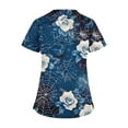 thumbnail image 4 of Stamzod Halloween Scrub Tops for Women Stretchy V Neck Short Sleeve Womens Graphic T Shirts Funny Floral Animal Printed Holiday Working Uniforms, 4 of 5