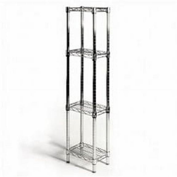Shelving Inc. 8" d x 12" w x 96" h Chrome Wire Shelving with 4 Tier Shelves, Weight Capacity 800lbs Per Shelf