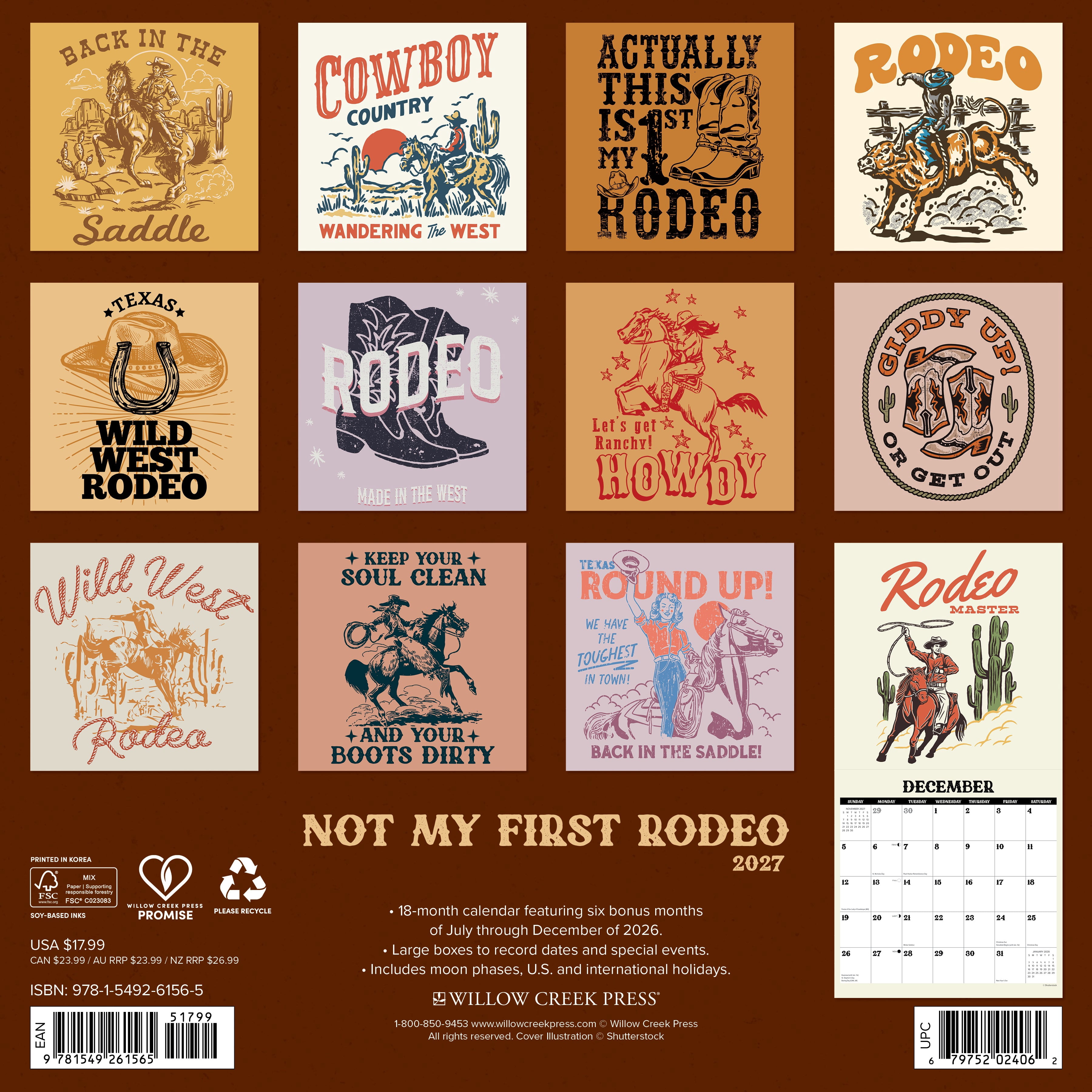Willow Creek Press, Not My First Rodeo 2027 Wall Calendar