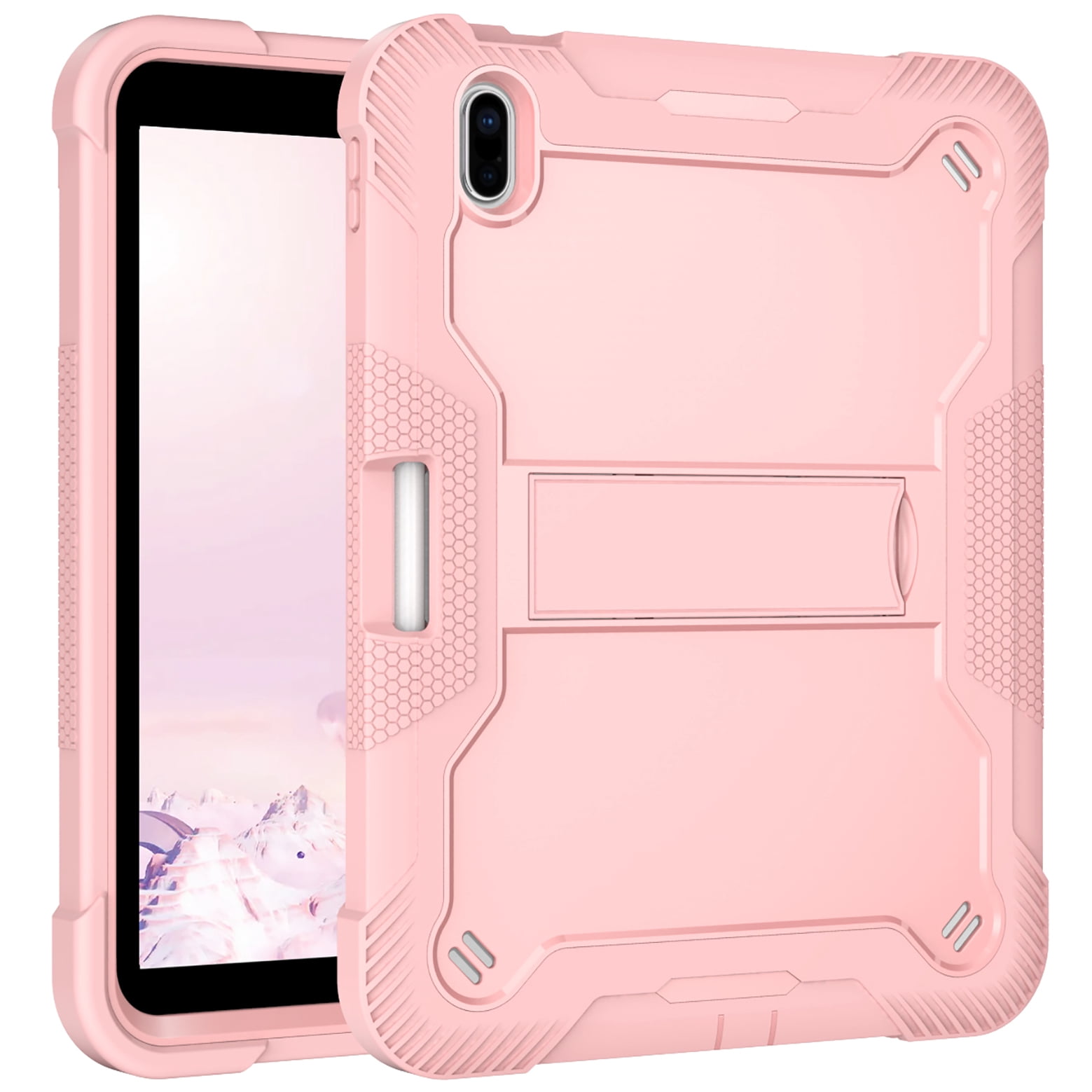 Feishell Case for Apple iPad 10th Generation 10.9 inch (2022),Three Layer Protection Shockproof Hybrid Armor Heavy Duty Rugged Kickstand Protective Cover with Built-in Pencil Holder,Rosegold