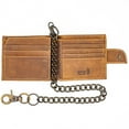 thumbnail image 7 of RFID safe Leather Bi-fold Chain Wallet for Men 18' Inch Stainless Biker Chain Rustic Brown Flip up Thumb ID Loop Closer, 7 of 7