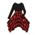 thumbnail image 1 of WUANDIXFA Robe de Noël pour Tout-Petits, Enfants, Bébés Filles, Robes pour Filles, Robe Maxi à Carreaux avec Ourlet Asymétrique à Étages, Manches Longues, Style Bohème Évasé, Occasions Décontractées et Formelles, Rouge, 7-8 Ans, 1 of 6