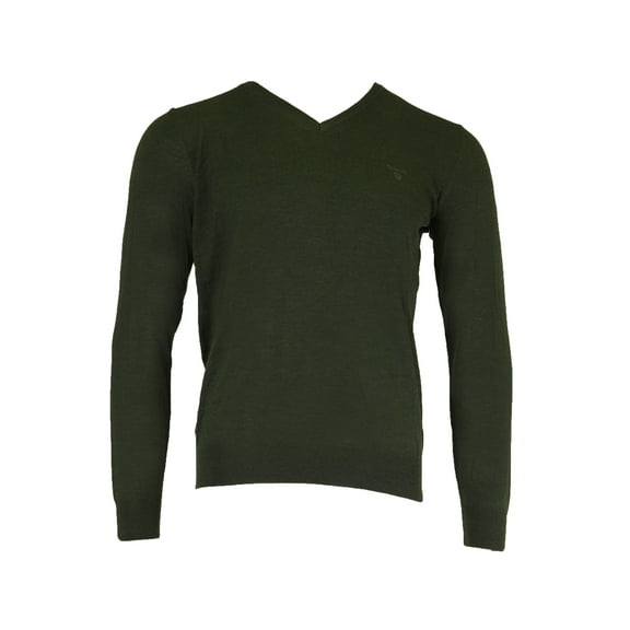 Gant Men's Fine Merino Wool V-Neck Sweater, Medium, Field Green
