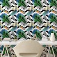 thumbnail image 2 of Ambesonne Floral Peel & Stick Wallpaper for Home, Feathers with Chevron Back, 13"x36", Fern Green Blue Salmon, 2 of 5