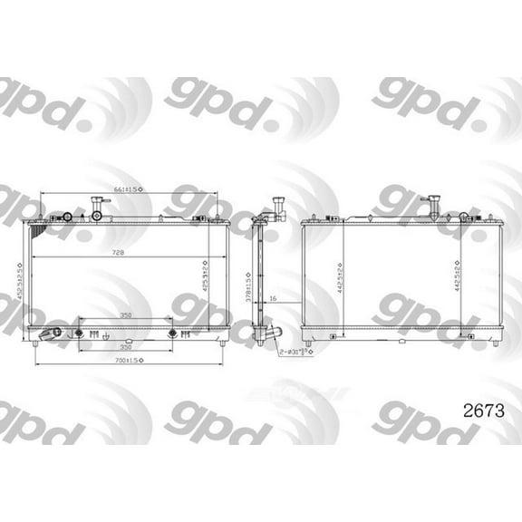 Global Parts Distributors 2673C Radiator Fits select: 2003-2008 MAZDA 6