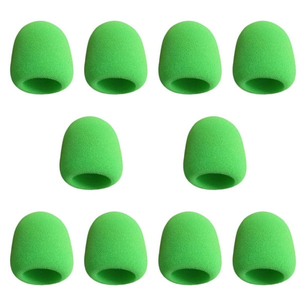 10x Cubierta de repuesto para micrófono, portátil, gruesa, resistente, de espuma de esponja, cubierta para micrófono Verde