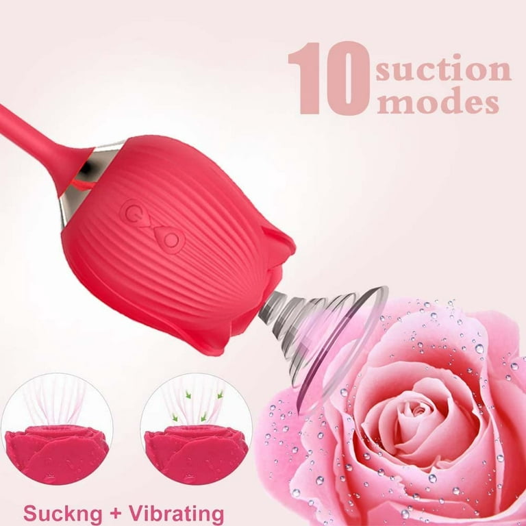 Rose Toy Vibrator with 10 Powerful Vibrations, Waterproof and Rechargeable  Sex Toys for Women Sexual Pleasure-red 