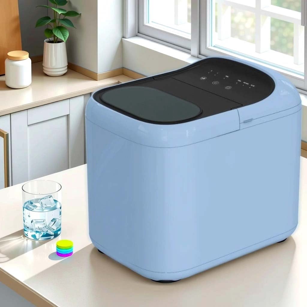 33lbs Ice Maker with UV Cleaning, One-Touch Portable Countertop Ice Machine, Blue