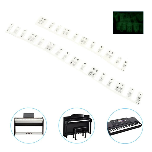 Glow in the Dark Piano Key Stickers Removable Piano Key Stickers 61 Keys Full Size Silicone Reusable Piano Keyboard Stickers Suitable for Beginners Comes with a Box