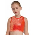 thumbnail image 3 of Haitryli Kids Girls Shiny Street Hip Hop Jazz Ballet Dance Crop Tops Sports Vest Shirt Performance Dancewear Red 6-10, 3 of 7