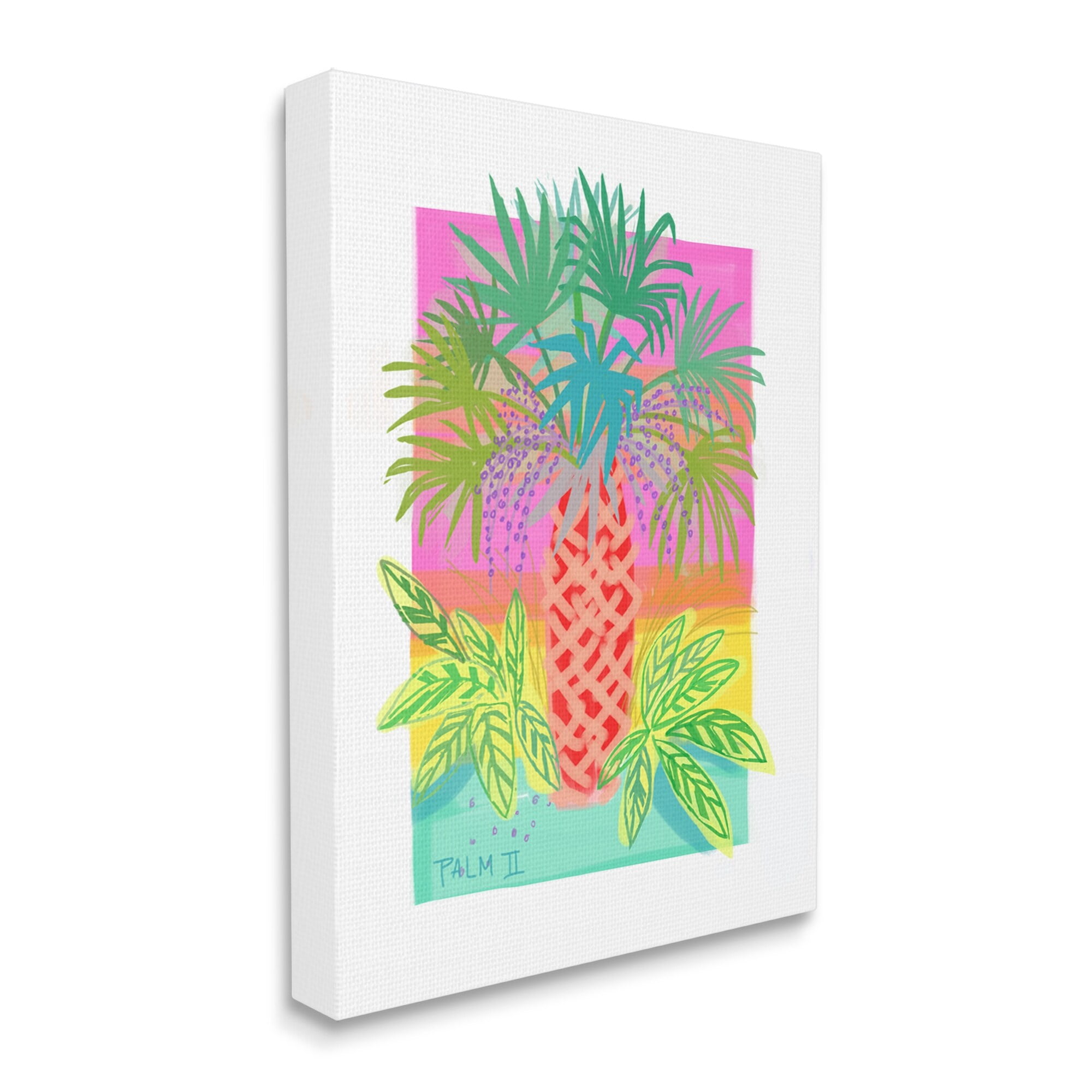 Stupell Industries Neon Palm Tree Botanicals Tropical Coastal Leaves Graphic Art Gallery Wrapped Canvas Print Wall Art, Design by unknown
