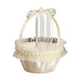 thumbnail image 3 of Cesta de boda para niña de flores, cestas elegantes, símbolo de amor, mango cómodo decorado con encaje satinado para decoración de adornos de boda Estilo A, 3 of 8