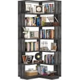 thumbnail image 3 of Homieasy 7-Tier Corner Bookshelf - Freestanding L-Shaped Etagere with Baffle for Home Office, Living Room & Bedroom,Gray Oak, 3 of 8