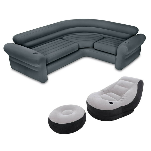 President Spread flood Intex Inflatable Corner Sectional Sofa & Ultra Lounge Chair and Ottoman Set  - Walmart.com
