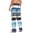 thumbnail image 6 of Blue Watercolor Stripes Men's Lightweight Pajama Bottoms Stretch Elastic Waist Side Pockets Spring Fall, 6 of 7