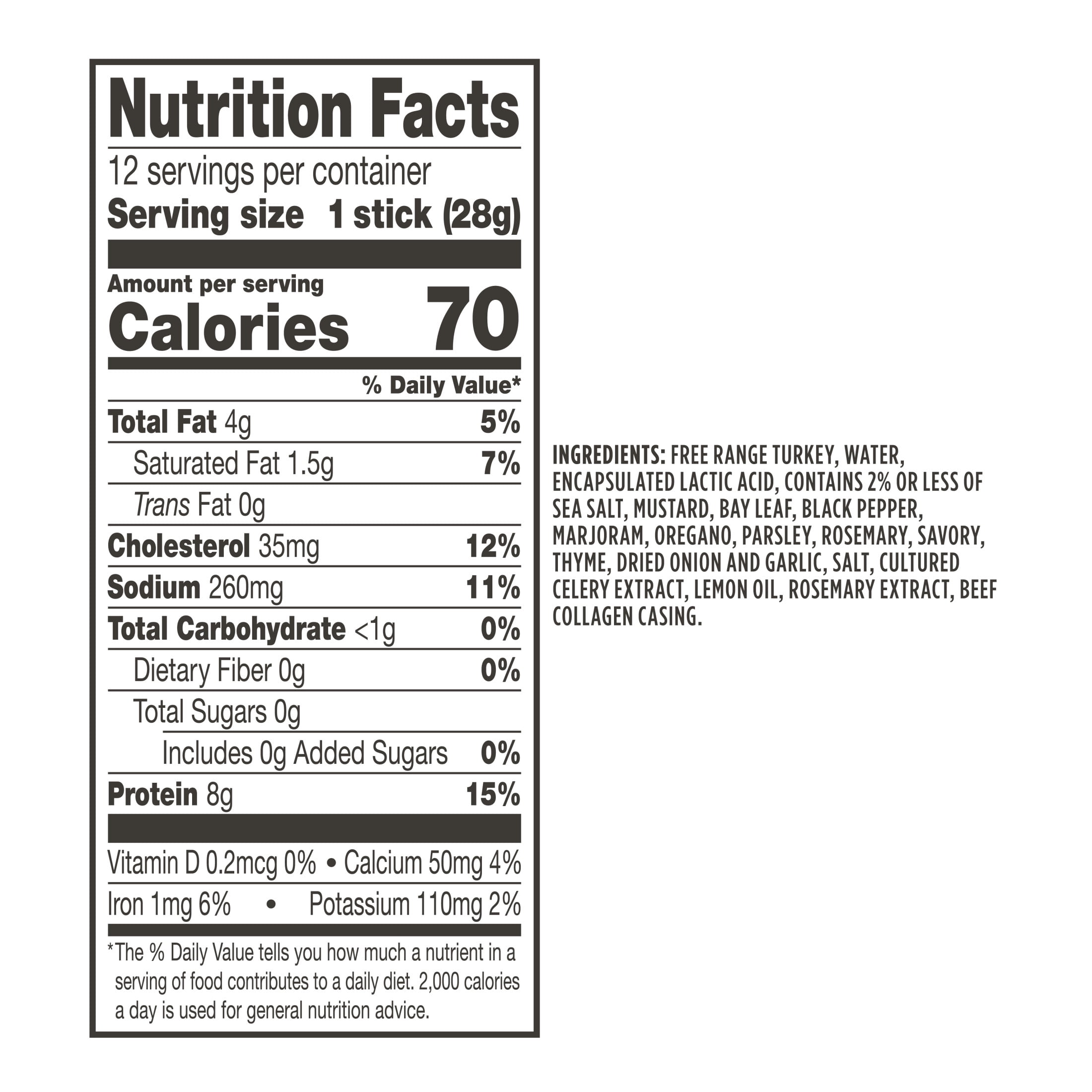 (5 pack) Lorissa's Kitchen, Herb-A-Licious Flavor, Turkey Stick, 1 ounce, Individually Wrapped