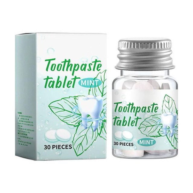 Wartleves Pasta de dientes con menta, 30 comprimidos, blanqueadora, elimina el mal aliento y la lengua cubierta >β `δ