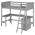 thumbnail image 5 of Twin Loft Bed with Desk & Shelves - Gray, Wooden, Space-Saving Design, 79"x41.8", Perfect for Bedrooms, Study Area, Solid Pine Wood Frame, 5 of 22