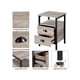 thumbnail image 3 of 2PCS Mesita de Noche Madera Vintage para Dormitorio Mesa Auxiliar Metal con 3 Cajones 40 x 40 x 61 cm Gris, 3 of 5