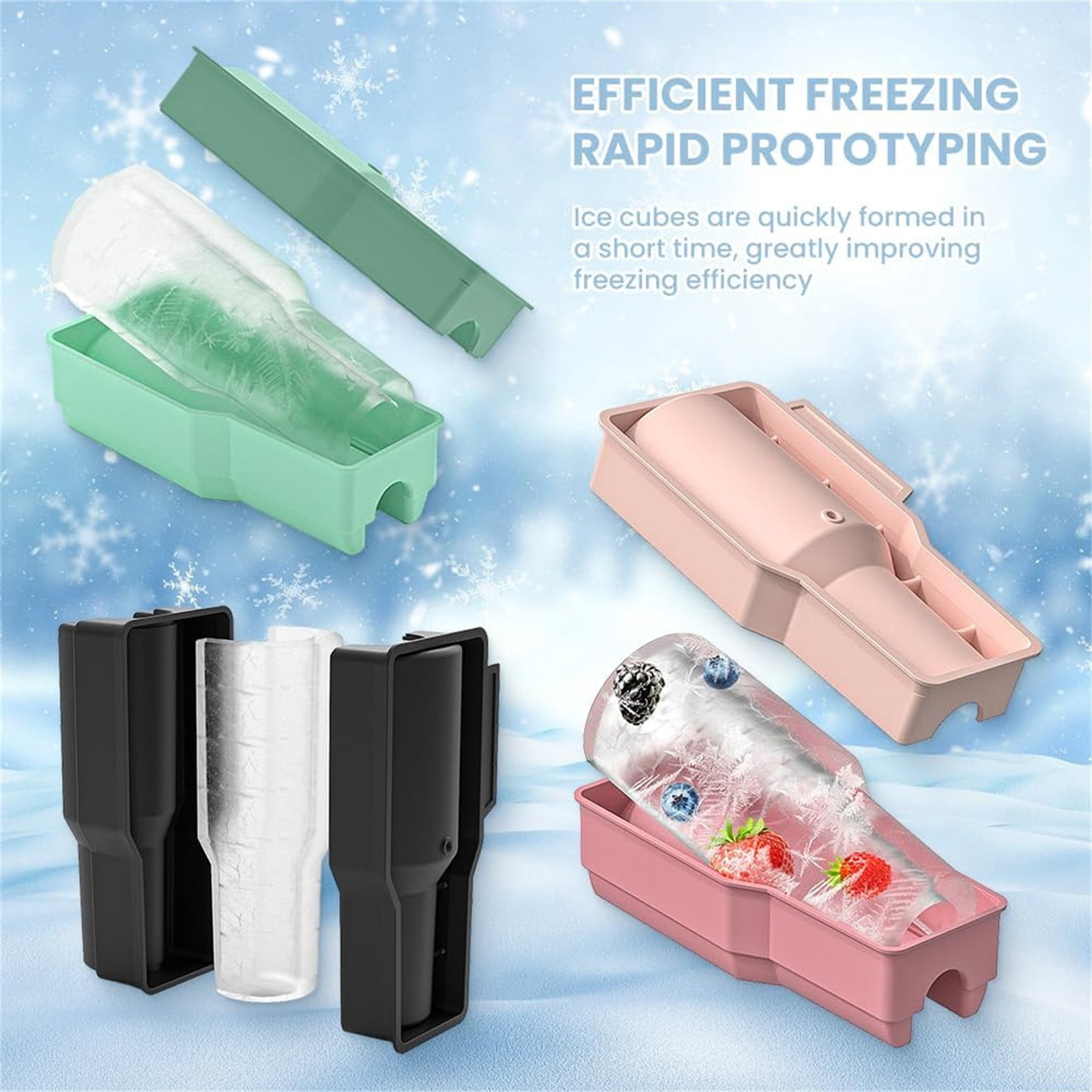 Ice Cube Tray For Tumbler Cup Silicone Ice Cube With Lid Hollow Silicone Cylinder Ice For Whiskey Cocktails Drinks Coffee Easy Fill And Release Ice Maker S High-quality