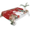 thumbnail image 2 of Red Christmas Table Cloth Waterproof Tablecloths, Snowman Xmas Tree Poinsettia Eucalyptus Tablecloth Dining Table Cover for Kitchen Party Tabletop Outdoor, Rectangle Tablecloth 52x70 Inch, 2 of 9