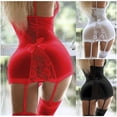 thumbnail image 2 of Lencería Sexy de talla grande para mujer, ropa de dormir de encaje, camisón de encaje, picardías, lencería erótica de malla, lencería de talla grande S-3XL, 2 of 4