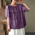 thumbnail image 2 of Camisetas de Algodón para Mujeres de Ajuste Suelto, Cuello en V Algodón Y Lino, Casual Suelto Camisa de Manga Corta, 2 of 7