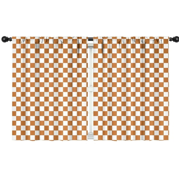 Blackout Kids Curtains,Orange and White Checkerboard Pattern Childrens Insulated Curtains Set Of 2,Bedroom Essentials,Toddler Room Decor 42"x54"