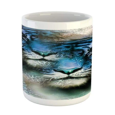 

Animal Mug Illustration of 2 Tigers Savannah Cat Wild Furious Life Big Animals Art Print Ceramic Coffee Mug Cup for Water Tea Drinks Blue Black and White 11oz