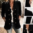 thumbnail image 5 of Vynhevius Women's Velvet Jacket Solid Long Sleeve Ruffle Trim Double Button With Pockets Casual Outerwear, 5 of 8