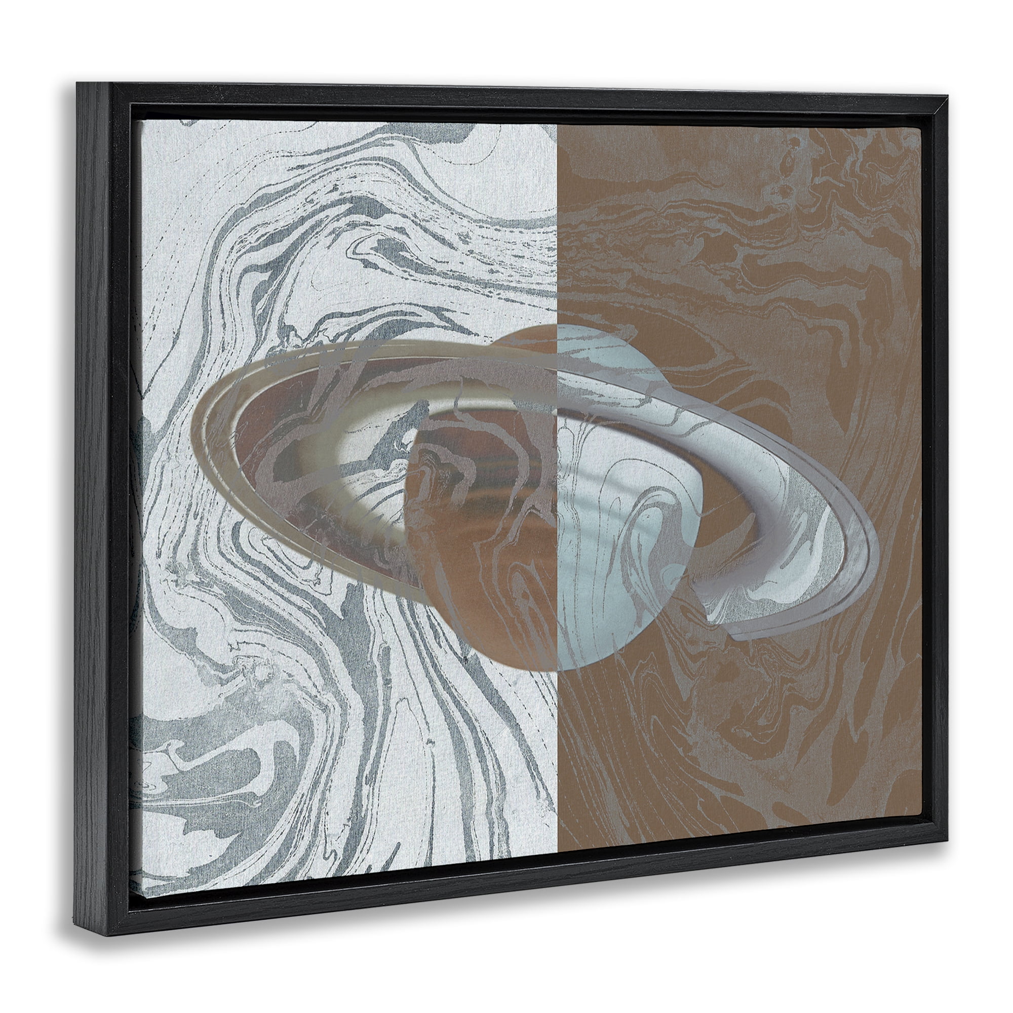 Stupell Industries Abstract Marbled Planet Astrology & Stars Painting Black Floater Framed Canvas Art Print Wall Art, 31 x 25