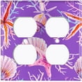 thumbnail image 2 of Metal Light Switch Wall Plate Outlet Cover (Ocean Sea Star Fish Shell Coral Clam Purple - Double Duplex), 2 of 2