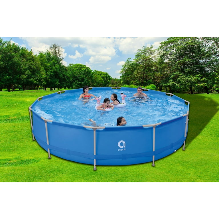 JLeisure Avenli 15 Foot x 36 Inch Steel Frame Above Ground Swimming Pool