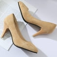 thumbnail image 6 of LIANGP Women's High Heels Women Ladies Fashion Pointed Toe Solid Shallow High Heels Single Business Shoes Ladies Shoes Beige Size 5.5, 6 of 9