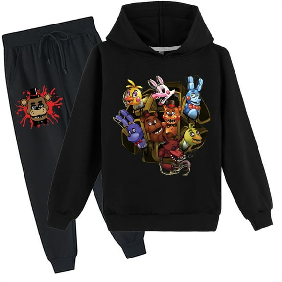 Five Night's at Freddy's Long Sleeve Hoodie and Sweatpants Set,2 Piece Pullover Sweatshirts Hooded Suit for Teen