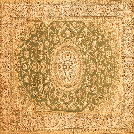 Ahgly Company Indoor Square Medallion Orange Traditional Area Rugs, 8' Square
