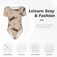 thumbnail image 6 of Daiia Leopard Print print Women's Crew Neck Short Sleeve Bodysuit Fashion Tops Fit Casual Basic Extender Bodysuit-Medium, 6 of 9