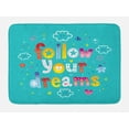 thumbnail image 1 of Dream Bath Mat, Slogan with Colorful Typography and Funny Cloud Characters, Plush Bathroom Decor Mat with Non Slip Backing, 29.5" X 17.5", Multicolor, by Ambesonne, 1 of 2