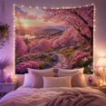 thumbnail image 2 of Japanese Cherry Blossom in Sunset Landscape, Dreamy Japanese Inspired for Nature Lovers, Botanical Wall Art, Mother's Day Gift, Tapestry Wall Hanging for Bedroom, Living Room and Dorm, 2 of 7