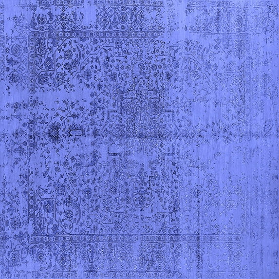 Ahgly Company Indoor Square Oriental Blue Industrial Area Rugs, 4' Square