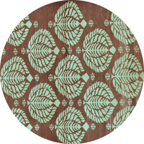 Ahgly Company Indoor Round Abstract Light Blue Modern Area Rugs, 3' Round