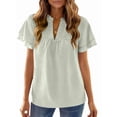 thumbnail image 3 of UVN V Neck Shirts for women Summer Lace Butterfly Sleeve Blouses Ladies Casual Flowy Crochet Tops, 3 of 9