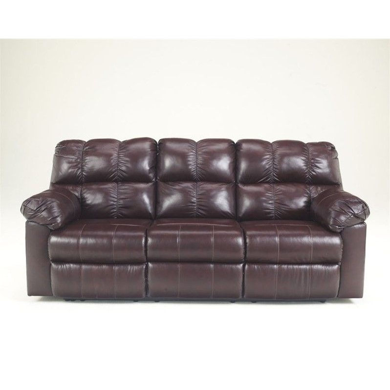 Ashley Furniture Kennard Leather Reclining Sofa In Burgundy