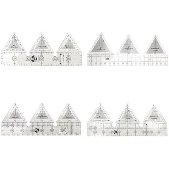 4PCS Quilting Rulers,Shaped Acrylic Sewing Ruler Quilting Templates,Sewing Ruler Ruler for DIY Crafts 6-18 Inch-60°