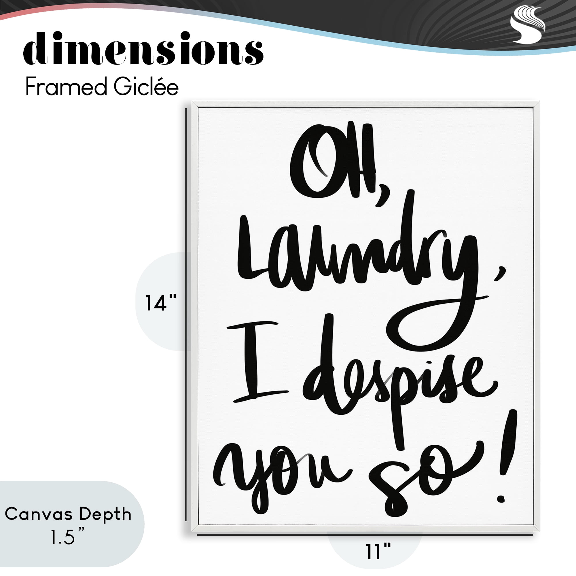 Stupell Industries Laundry I Despise You White Framed Giclee Art, design by SD Graphics Studio