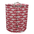 thumbnail image 3 of Howarmer Large Canvas Laundry Hamper, Laundry Basket for and , s Clothes Hamper with Lid, Cute s s Storage Bin Organizer Animal Room Decor, Pink Whale, 3 of 6