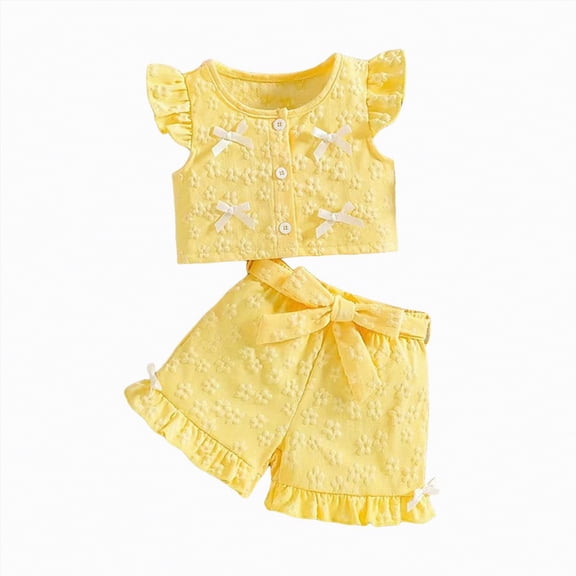 UAYOTSE Baby Girls Clothes Toddler Outfit 9 12 18 24 Months Kids Short Summer Tops Floral Shorts Clothes Set,Sizes 12-18 Months